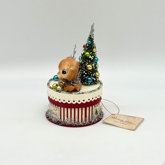 New Bethany Lowe Merry & Bright Deer On Box Retro Style Christmas Decor Figure - Picture 7 of 9